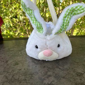 Cottontail Lane Bunny Easter Basket White Rabbit Plush Soft Fur Animal Stuffed